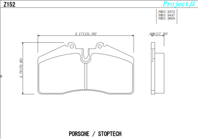 Project Mu  - Project Mu Club Racer PCR09FZ152 StopTech ST-40 4 Pot Pad