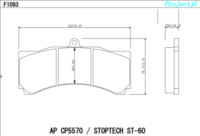 Project Mu  - Project Mu Club Racer PCR09F1093 AP CP5570 / Stoptech ST-60 Caliper Fitment