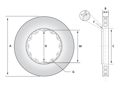 Performance Friction  - Performance Friction Porsche 991 GT3 Cup (Sprint, 32mm) / GT4 Clubsport Front LEFT Slotted Replacement Disc 380.32.0054.451