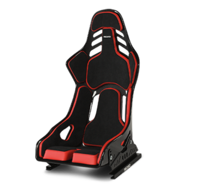 Recaro  -  RECARO Podium CFK (Carbon) Black Alcantra / Red Leather (Left Hand) - Large 