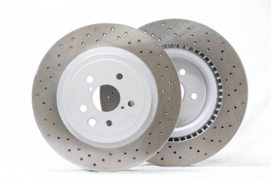 Project Mu Club Racer rear rotors for IS-F (dirlled) PCRLXDR9116