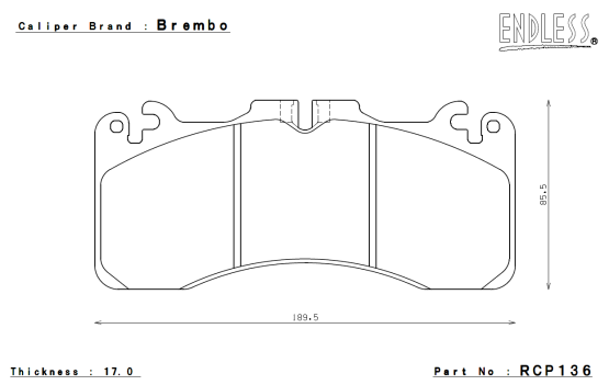 Endless Brake Pads RCP136 MX72 Lexus RC F Front