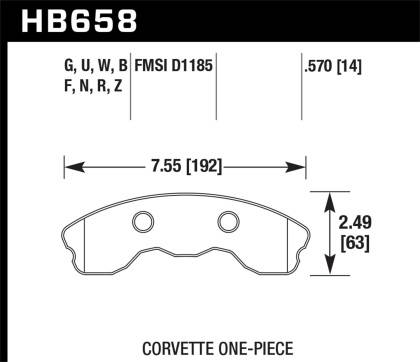 Hawk Performance Brakes - Hawk DCT60 06-13 Chevrolet Corvette Z06 Race Front Brake Pads (One Piece)