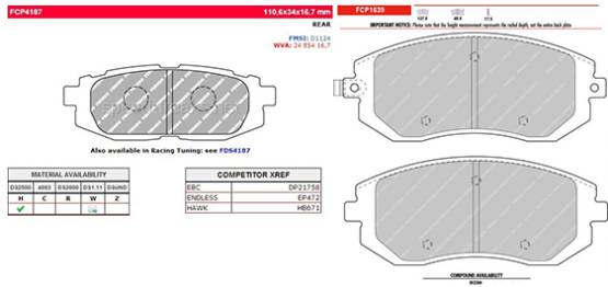 Ferodo  - Ferodo DS2500 Front and Rear Brake Pads Scion FR-S / Toyota 86 + GR86 / Subaru BRZ Front + Rear (FCP1639H and FCP4187H )