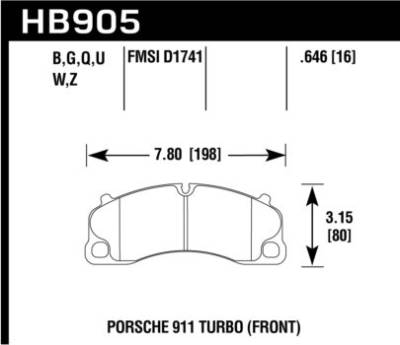 981 GT4 - Brake Pads - Hawk Performance Brakes - Hawk DTC-60 HB905G.646 Brake Pads Porsche 911 Carrera S/GTS/Turbo/GT3 (991) + GT4 Front